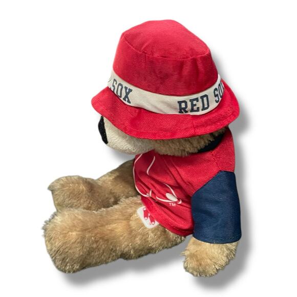 Boston Red Sox Teddy Bear Plush 14" MLB Baseball Bucket Hat Nursery Shower Gift - Picture 13 of 14